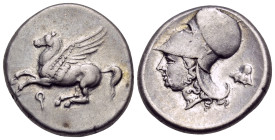 CORINTHIA. Corinth. Circa 375-300 BC. Stater (Silver, 21.5 mm, 8.53 g, 10 h). Ϙ Pegasos flying left. Rev. Head of Athena to left, wearing Corinthian h...