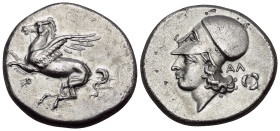 CORINTHIA. Corinth. Circa 350-300 BC. Stater (Silver, 22 mm, 8.26 g, 6 h). Ϙ Pegasus flying to left with pointed wing. Rev. Head of Athena to left, we...