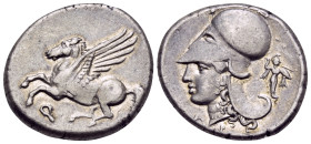 CORINTHIA. Corinth. Circa 350/45-285 BC. Stater (Silver, 22 mm, 8.59 g, 5 h). Ϙ Pegasos flying left. Rev. Head of Athena to left, wearing Corinthian h...