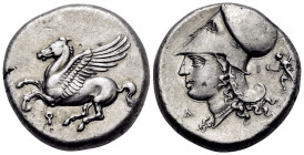 CORINTHIA. Corinth. Circa 375-300 BC. Stater (Silver, 20 mm, 8.58 g, 12 h). Ϙ Pegasos flying left. Rev. Helmeted head of Athena to left; flanking neck...
