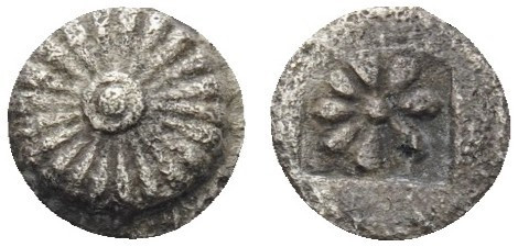 IONIA. Erythrai. Circa 480-450 BC. Hemiobol (Silver, 6 mm, 0.30 g). Rosette with...