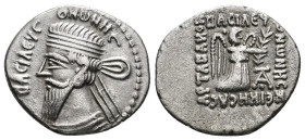 KINGS OF PARTHIA. Vonones I, circa AD 8-12. Drachm (Silver, 21 mm, 3.80 g, 12 h), Ecbatana, circa 10. BACIΛΕΥC ONωΝΗC Diademed bust of Vonones I to le...