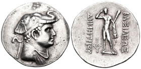 BAKTRIA, Greco-Baktrian Kingdom. Demetrios I, circa 200-185 BC. Tetradrachm (Silver, 32 mm, 16.98 g, 11 h). Diademed and draped bust of Demetrios I to...