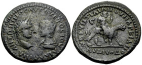 MOESIA INFERIOR. Marcianopolis. Caracalla, with Julia Domna, 198-217. Pentassarion (Bronze, 27 mm, 14.35 g, 1 h), struck under the consular legate, Qu...