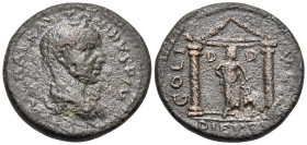 MACEDON. Dium. Elagabalus, 218-222. (Bronze, 23.5 mm, 10.39 g, 1 h). IMP CAES M AVR ANTONINVS PIV Laureate, draped and cuirassed bust of Elagabalus to...