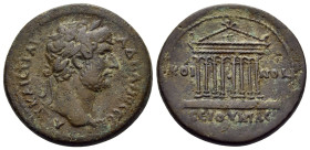 BITHYNIA. Koinon of Bithynia. Hadrian, 117-138. (Bronze, 22 mm, 6.17 g, 6 h). ΑΥΤ ΚΑΙC ΤΡΑΙ ΑΔΡΙΑΝΟC CΕΒ Laureate head of Hadrian to right. Rev. ΚΟΙ-Ν...