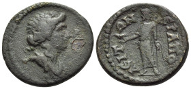 PHRYGIA. Hierapolis. Pseudo-autonomous issue, Early-mid 3rd century AD. (Bronze, 21 mm, 5.19 g, 2 h). Draped bust of youthful Dionysos to right, weari...