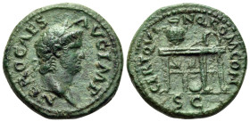Nero, AD 54-68. Semis (Orichalcum, 17 mm, 3.66 g, 7 h), Rome, circa 64. NERO CAES AVG IMP Laureate head of Nero to right. Rev. CERT QVINQ ROM CON / S ...