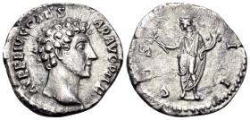 Marcus Aurelius, as Caesar, 139-161. Denarius (Silver, 18 mm, 2.58 g, 6 h), struck under Antoninus Pius, Rome, 145-147. AVRELIVS CAESAR AVG PII F Bare...