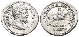 Septimius Severus, 193-211. Denarius (Silver, 20 mm, 3.34 g, 12 h), Rome, 204. SEVERVS PIVS AVG Laureate head of Septimius Severus to right. Rev. INDV...