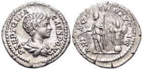 Geta, as Caesar, 198-209. Denarius (Silver, 19 mm, 3.27 g, 12 h), struck under Septimius Severus and Caracalla, Rome, 200-202. P SEPT GETA CAES PONT B...