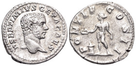 Geta, as Caesar, 198-209. Denarius (Silver, 19 mm, 3.14 g, 12 h), struck under Septimius Severus and Caracalla, Rome, 209. P SEPTIMIVS GETA CAES Bare ...