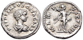 Geta, as Caesar, 198-209. Denarius (Silver, 19 mm, 3.32 g, 12 h), struck under Septimius Severus and Caracalla, Laodicea, circa 202-203. P SEPTIMIVS G...