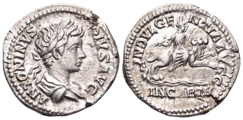 Caracalla, 198-217. Denarius (Silver, 19 mm, 3.16 g, 6 h), Rome, 201-206. ANTONI...