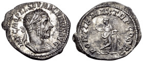 Macrinus, 217-218. Denarius (Silver, 21.5 mm, 2.72 g, 6 h), Rome, summer 217-early 218. IMP C M OPEL SEV MACRINVS AVG Laureate and cuirassed bust of M...