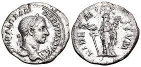 Severus Alexander, 222-235. Denarius (Silver, 19 mm, 2.31 g, 7 h), Rome, 231. IMP ALEXAN-DER PIVS AVG Laureate, slightly bearded head of Severus Alexa...