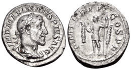 Maximinus I, 235-238. Denarius (Silver, 20 mm, 3.49 g, 1 h), Rome, March 235 - January 236. IMP MAXIMINVS PIVS AVG Laureate, draped and cuirassed bust...