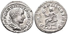 Gordian III, 238-244. Denarius (Silver, 20 mm, 3.02 g, 12 h), Rome, 240. IMP GORDIANVS PIVS FEL AVG Laureate, draped and cuirassed bust of Gordian III...