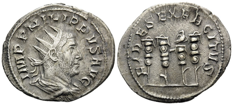 Philip I, 244-249. Antoninianus (Silver, 24 mm, 3.78 g, 1 h), Rome, 247-249. IMP...