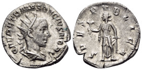 Herennius Etruscus, as Caesar, 249-251. Antoninianus (Silver, 21 mm, 3.97 g, 1 h), struck under Trajan Decius, Rome, 250-251. Q HER ETR MES DECIVS NOB...