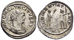 Tacitus, 275-276. Antoninianus (Billon, 25 mm, 3.54 g, 12 h), Antioch in Pisidia, 6th officina (S). IMP C M CL TACITVS VG Radiate, draped and cuirasse...