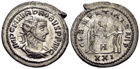 Probus, 276-282. Antoninianus (Billon, 24 mm, 4.21 g, 11 h), Antioch, 8th officina (H), 280. IMP C M AVR PROBVS P F AVG Radiate, draped and cuirassed ...