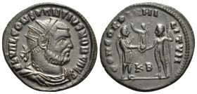 Constantius I, as Caesar, 293-305. Radiate Fraction (Bronze, 21 mm, 2.92 g, 6 h), Cyzicus, 2nd officina (B), 295-299. FL VAL CONSTANTIVS NOB CAES Radi...