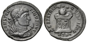 Constantine I, 307/310-337. Follis (Bronze, 20 mm, 3.61 g, 6 h), Trier, 2nd officina (S), 322. CONSTANTINVS AVG Laureate bust of Constantine I to righ...