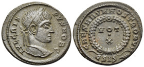 Crispus, Caesar, 316-326. Follis (Bronze, 19 mm, 3.22 g, 6 h), Siscia, 5th officina, 321-324. IVL CRIS-PVS NOB C Laureate head of Crispus to right. Re...