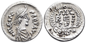 Leo I, 457-474. Half Siliqua (Silver, 15 mm, 1.11 g, 6 h), Contemporary imitation copying Constantinople. D N LEO PE-PRET AVG ( sic ) Pearl-diademed, ...