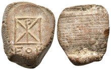 Uncertain, 4th century. Tessera (Clay, 19 mm, 2.53 g). EOR (?) Christogram within linear square frame. Rev. Blank, as made. Attractive light sandy dep...