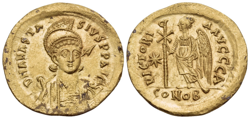 Anastasius I, 491-518. Solidus (Gold, 20 mm, 4.48 g, 7 h), Constantinople, 1st o...