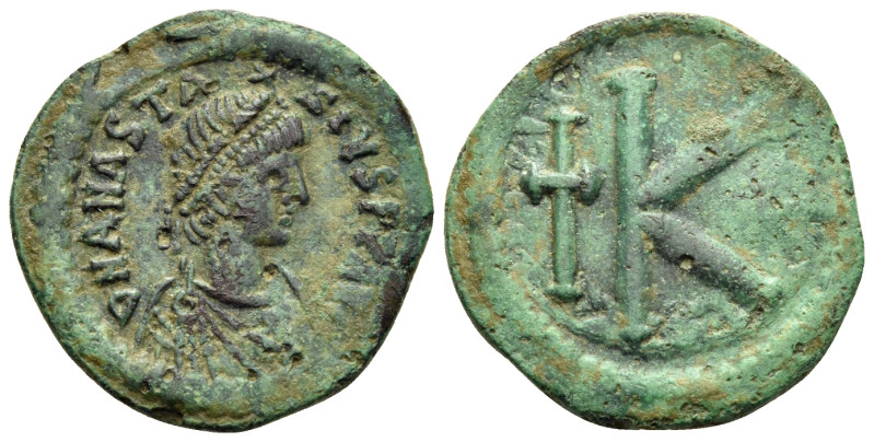 Anastasius I, 491-518. Half Follis (Bronze, 21 mm, 4.32 g, 6 h), Constantinople,...