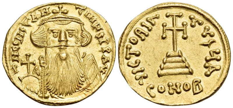 Constans II, 641-668. Solidus (Gold, 20 mm, 4.36 g, 6 h), Constantinople, 1st of...