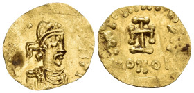 Constantine IV Pogonatus, 668-685. Tremissis (Gold, 17 mm, 1.36 g, 6 h), Constantinople, 669-674. D N CONS-TNЧS P P Diademed, draped and cuirassed bus...