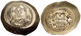 Michael VII Ducas, 1071-1078. Histamenon (Gold, 30 mm, 4.40 g, 6 h), Constantinople. IC-XC Bust of Christ Pantokrator facing, with cross nimbus, holdi...