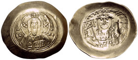 Michael VII Ducas, 1071-1078. Histamenon (Gold, 30 mm, 4.38 g, 6 h), Constantinople. IC-XC Bust of Christ Pantokrator facing, with cross nimbus, holdi...