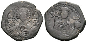 Manuel I Comnenus, 1143-1180. Tetarteron (Bronze, 20 mm, 3.36 g, 6 h), Thessalonica. O ΓE(ωΡ)ΓΙΟC Bust of Saint George facing, holding spear in right ...