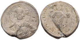 BYZANTINE SEALS, Imperial. Nicephorus III Botaniates, 1078-1081. Seal or Bulla (Lead, 29 mm, 19.50 g, 12 h), Constantinople. Bust of Christ Pantokrato...