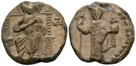 BYZANTINE SEALS, Imperial. Alexius I Comnenus, 1081-1118. Seal or Bulla (Lead, 27 mm, 18.78 g, 12 h), an imperial bulla, used for official documents, ...