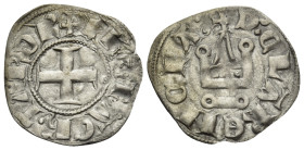 CRUSADERS. Principality of Achaea. Philippe de Taranto, 1307-1313. Denier Tournois (Billon, 20 mm, 0.78 g, 4 h), Glarenza (modern Kyllini in Elis). +•...