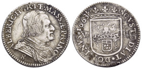 ITALY. Massa di Lunigiana. Alberico II, 1662-1664. Luigino da 8 Bolognini (Silver, 20 mm, 2.20 g, 6 h), dated 1663. ALBERIC II S R I (ET) MASSAE PRINC...