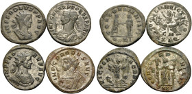 ROMAN IMPERIAL. Probus, 276-282. (Billon, 15.55 g). Lot of Four (4) Antoniniani with different busts and reverses. ( 1). Cyzicus, 23 mm, 3.79 g, 12h. ...