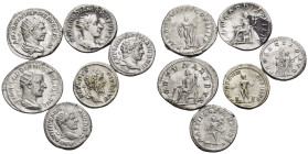 ROMAN IMPERIAL. Circa 3rd century. (Silver, 22.38 g). A lot of Six (6) Roman coins, including three denarii from Septimius Severus (1) and Caracalla (...