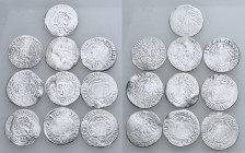 GERMANY. Nuremburg. Circa 15th century. (Silver, 12.95 g). A lot of Ten (10) silver 1/2 Schillings from Nuremburg, all with the Burgrave's shield in a...
