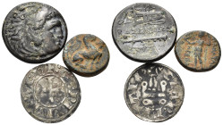 MISCELLANEA. Circa 3rd century BC-13th century AD. (Silver/Bronze, 9.77 g). A lot of Three (3) coins, one billon and two bronze, from Greece and Asia ...