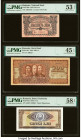 Bulgaria Bulgaria National Bank 20 Leva 1943 Pick 63b PMG About Uncirculated 53 EPQ; Romania Banca Republicii Populare Romane; Banca Nationala 500; 5 ...