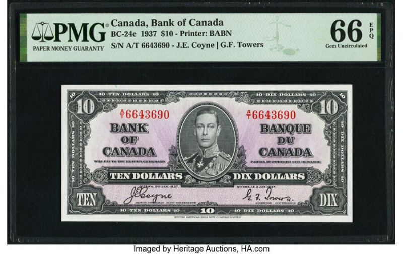 Canada Bank of Canada $10 2.1.1937 BC-24c PMG Gem Uncirculated 66 EPQ. 

HID0980...