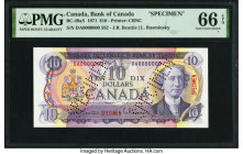Canada Bank of Canada $10 1971 BC-49aS Specimen PMG Gem Uncirculated 66 EPQ. Specimen perforations are present. 

HID09801242017

© 2022 Heritage Auct...