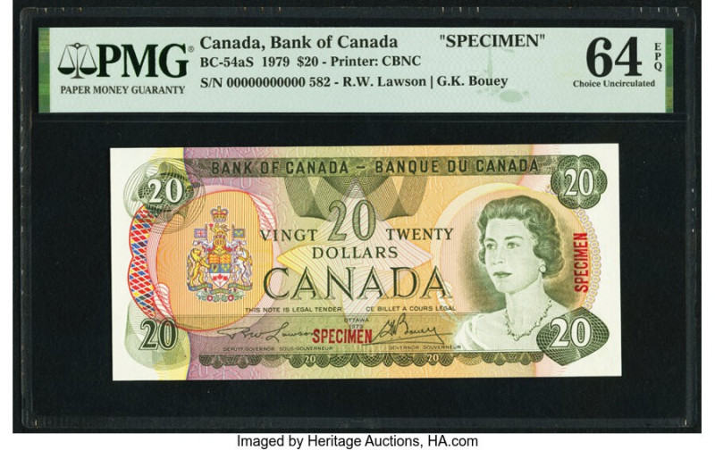 Canada Bank of Canada $20 1979 BC-54aS Specimen PMG Choice Uncirculated 64 EPQ. ...